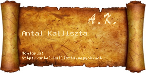 Antal Kalliszta névjegykártya