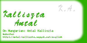 kalliszta antal business card